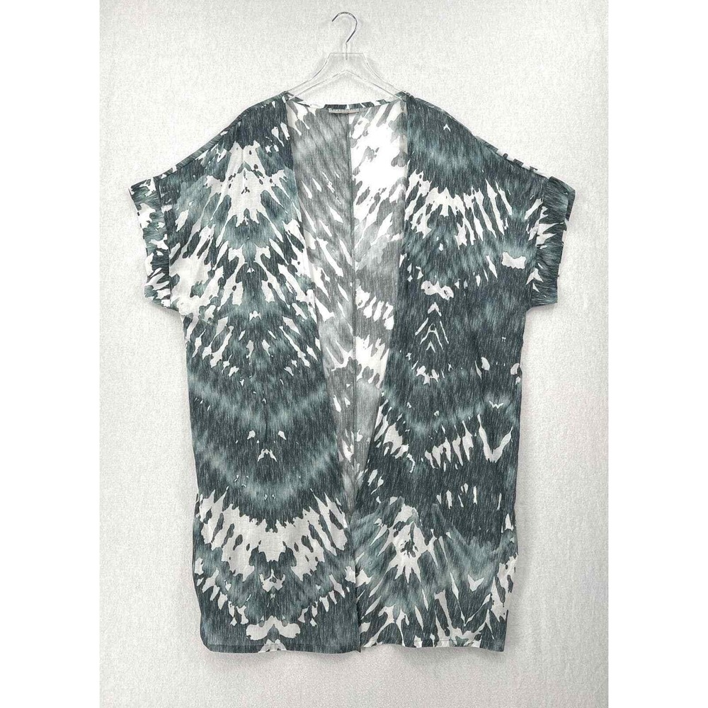 BRYN WALKER Ezra Printed Kimono Duster XL White Blue Lightweight Lagenlook Layer - Picture 3 of 15